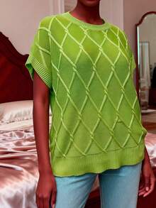 Plus Size Spring/Summer Sleeveless Knit Top - Autumn Fragrance Green - View 4