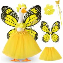 SilTriangle 5pcs Butterfly Porch Goose Outfit Costume Tutu Skirt Butterfly Wings Wand Flower Crown For 17 ' 23 ' Cement Goose(Purple) - nhiều màu - Xem 12