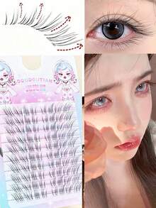 80pcs/Set Transparent Wispy Eyelash Extensions, DIY Individual Lashes 7mm-12mm, Delicate, Lengthening, Natural-Looking - Multicolor - View 2