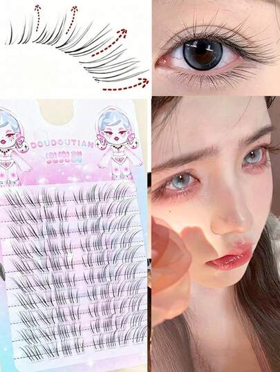 80pcs/Set Transparent Wispy Eyelash Extensions, DIY Individual Lashes 7mm-12mm, Delicate, Lengthening, Natural-Looking
