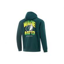 LI-NING Li Ning Wade Series Men's Fleece Crew Neck Sweatshirt, Loose American Basketball Style Knit Pullover Sweatshirt AWDV887 - Reef Green - View 2