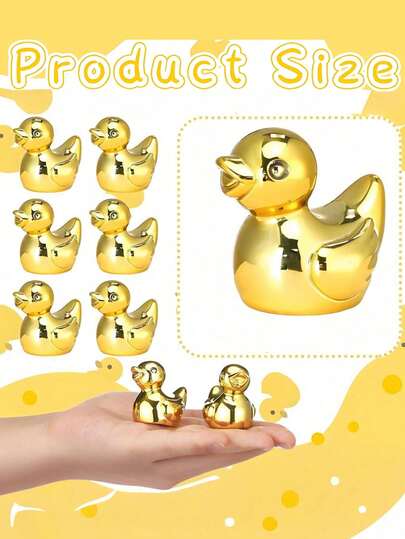 100/50/20/10/5/1 Pcs Mini Gold Duck Statue, Gold Duck Figurine, Micro Landscape Decor, Dollhouse Cake Topper, Potted Plant, DIY Craft, Party Favor, Animal Sculpture, Car Dashboard Decor, Birthday Gift, Party Decoration