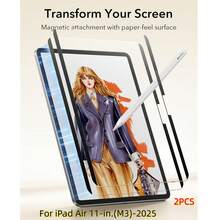 2pcs Magnetic Detachable Screen Protector Film Compatible With IPad Air 13-In.(M3)-2025/ Air 11-In.(M3)-2025/ Air 13-In.(M3)-2024/ Air 11-In.(M3)-2024 Tablet, Paper-Like Film, High Definition, Writable, Detachable, Reusable, Matte PET Anti-Glare Screen Protector, Matte Surface, Minimalist Design, Scratch-Resistant Film, Accessories - 2pcs - View 12