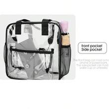 Ubysoyi Large Capacity Stadium Approved Transparent PVC Tote Bag Shoulder Bag Clear Bag Sport Bag Lightweight Daily Crossbody Bag For Women/Unisex Waterproof Handbag For Concert Sport School Swimming Travel Vacation See Through Storage Bag - 粉色 - 查看 9