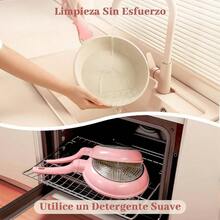 Sartenes Antiadherentes 15 Piezas, Bateria de Cocina, Juego de Sartenes de Induccion, Juego de Ollas y Sartenes, Fcil Limpieza, con Sartenes y Cacerolas Libre de PFOA, Rosa - Rosa - Ver 5