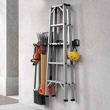 Garden Tool Rack Holder Garage Shed Wall Mounted Storage Organiser 2 Pieces - Black - View 6