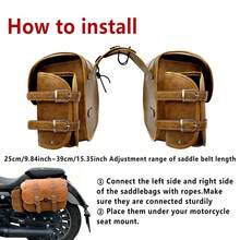2pcs Brown Motorcycle Side Bags, Large Capacity Saddle Bags, Suitable For Various Motorcycle Models, Strap Design PU Tail Seat Bags, Outdoor Travel Equipment Tail Box Hanging Bags, Retro Tool Bags - Multicolor - View 10