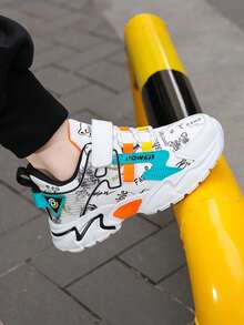 1 Pair Kids' Autumn/Spring Low-Top Chunky Sneakers, Colorblock Textured Athletic Shoes With Adjustable Hook And Loop, Easy On/Off, Thick Sole Non-Slip Chunky Sneakers For Daily Wear - Multicolor - View 6