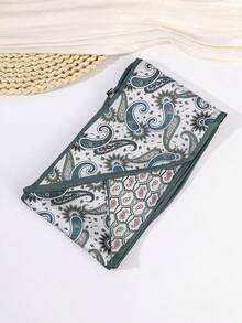 1条女士时尚优雅百搭高端复古腰果双面真丝围巾，可作颈巾配饰，搭配连衣裙、牛仔裤、领带、发带、薄围巾，春夏款 - 彩色 - 查看 4