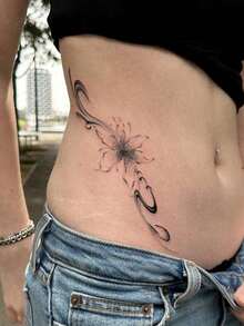 1pc Valentine's Day Temporary Tattoo Sticker, Y2K Style Lily Pattern, Waterproof Sweatproof Washable Non-Reflective, Suitable For Arms And Shoulders, Realistic Tattoo For Fashion Lovers, Lasts 3-5 Days - Black - View 3