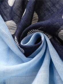 1条女士时尚优雅波点图案浅蓝色轻薄流苏围巾，适合约会、日常穿着、派对、旅行、海滩、郊游等场合。 - 彩色 - 查看 8