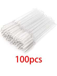 100pcs Disposable Mascara Wands, Crystal Eyebrow Brush (Suitable For Eyelash Extensions), Pink Eyelash Brush (With Storage Box), Eyebrow Brush, Eyeshadow Brush, Spiral Brush - White - View 6