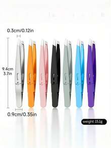 高精度超薄扁头黑头眉毛睫毛夹，不锈钢眉毛睫毛镊子，修眉美容工具 - 純色 - 查看 4