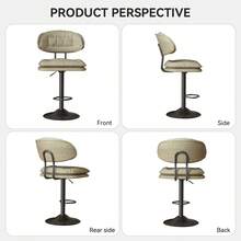 Nalupatio Bar Stools Set Of 2, Ergonomic Padded Bar Stools With Backrest, Adjustable Double-Layer Bar Chair, For Dining Room Home Bar Kitchen Island, 2 X Stools - Beige - View 4