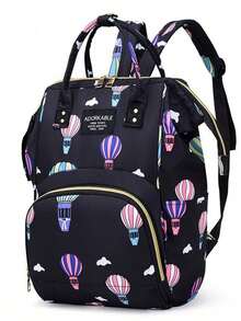 1pc Large Capacity Nylon Casual Mommy Backpack, Lightweight Maternity Diaper Bag - Multicolor - View 2