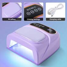无绳UV LED美甲灯，带手枕，2000mAh可充电快速固化灯，U型设计，在家或美甲沙龙都能舒适地进行美甲，理想的新年生日礼物，美甲用品 - 彩色 - 查看 3