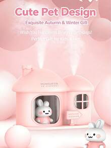 Small House Dual-Nozzle Humidifier With USB Power, Large Mist Humidifier For Desktop, Bedroom, Home Use With Night Light, Quiet Design - Little House Colorful Night Light Humidifier - View 3