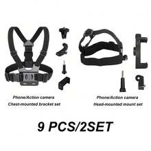 50pcs/9pcs/4pcs/2pcs Universal Head & Chest Mount Holder, Adjustable Phone & Camera Strap Clip, Suitable For POV Vlogging Live Streaming, Compatible With Smartphones, Action Cameras, Outdoor Sports Filming & Recording Accessories For Travel, Fishing, Cycling, Skiing, Skateboarding And More - Multicolor - View 13