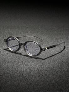 一副男士椭圆形塑料眼镜，个性化设计，轻巧耐用，时尚休闲，无度数，适合日常通勤、商务、驾驶、居家佩戴。 - 彩色 - 查看 13