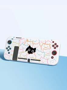 (2025) Accesorios - Funda protectora con patrón de gato de línea colorida y gato negro, compatible con Switch 2/Switch NS/Switch OLED/Lite, adecuada para consola de juegos Switch 2/Switch, set de paquete familiar, bolsa de almacenamiento, base acoplable, mejor regalo para jugadores de Switch - Multicolor - Ver 9