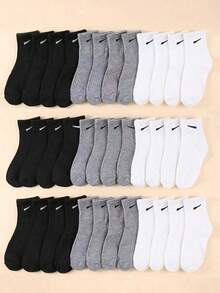 20双装儿童/青少年中筒袜，儿童船袜，透气柔软运动袜，适合日常穿着，男女通用，1-16岁，畅销款 - 彩色 - 查看 4