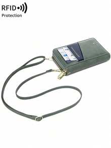 Fashionable Dual-Zipper Large Capacity RFID Blocking Passport Holder Credit Card Holder For Men And Woman With Wrist Strap And Adjustable Shoulder Strap Multifunction Travel Wallet Phone Wallet Passport Case For Credit Card/ ID Card/ Tickets/ Cash/Passport,Portable Creative Airplane Passport Bag Birthday Gifts,Gifts,Anniversary,Gifts For Boyfriend/Father,Travel Accessories, Travel Essentials Robber - 綠色 - 查看 12