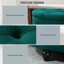 Storage Bench With Open Lid, Upholstered Bench In Rubberwood, Velvet Feel, Dark Green, 120 X 46 X 42 Cm, For Living Room And Entrance. - 綠色 - 查看 6