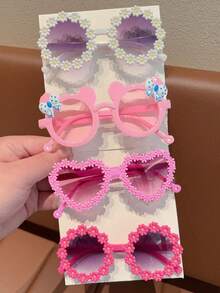 2/3/4pcs/Set Girls Cute Floral Fashion Fashion Glasses, Card Display Only, No Shipping - Multicolor - View 27
