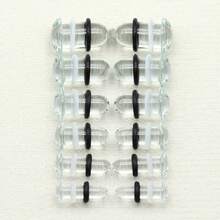 一对厚度为 1.6-16 毫米的黑色透明玻璃耳扩，配有 2 个防滑硅胶环，单喇叭蘑菇形直杆耳钉，透明眼镜耳扩，男女学生适用，玻璃耳钉，身体饰品，长度约 19 毫米。 - 玻璃耳擴 - 查看 10