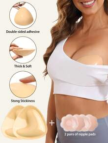 Double Sided Self-Adhesive Breast Pads And Flower Shaped Breast Patches, Bras, Reusable Liners, Bras, Bikinis, Invisible Thick Breast Pads, Underwear Accessories - Multicolor - View 9