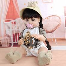 DIY发型可爱仿真乙烯基娃娃22英寸精致逼真重生娃娃陪伴玩耍玩具节日礼物 - Vinyl Body Doll - 查看 8