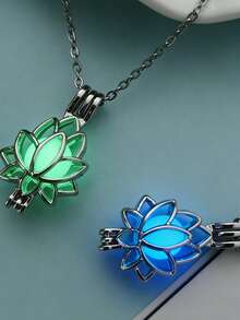 1 件夜光镂空莲花吊坠项链，适合万圣节和派对 - 夜光蓮花項鍊 - 查看 8