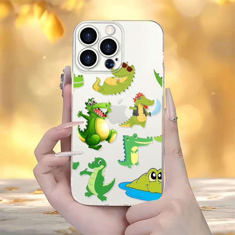 Funda de teléfono con diseño de cocodrilo, compatible con Samsung, Apple, VIVO, OPPO, , Transsion, , y Honor. Fabricada en TPU, ofrece protección a prueba de golpes y caídas. Un regalo ideal para familiares y amigos. - transparente - Ver 1
