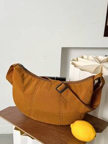 LECEY Unisex Sports Diagonal Shoulder Messenger Bag, Dumpling Shape, New Spring 2026 Collection - Brown - View 3