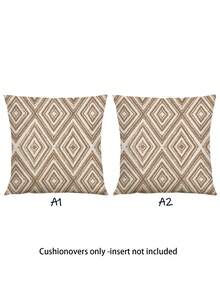2 件装装饰枕套，波西米亚几何图案抱枕套，100% 低过敏性聚酯纤维，复古亚麻材质，隐形拉链，可机洗，简约时尚线条设计，家居装饰抱枕套，适用于沙发、客厅、卧室，不含枕芯 - 駝色 - 查看 15