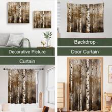 Birch Tree Shower Curtain Rustic Bath Curtains Decor Sets Grommet With Hooks 72W - White - View 10