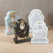 Heart-Shaped Pet Urn Mold, Creative Storage Box Epoxy Resin Silicone Mold, Gravestone Decor Plaster Mold, Can Hold Photos - Pet Urn Mold - View 9