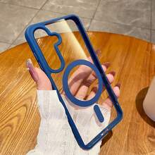 Compatible With Samsung Galaxy A56, A36, A26, A16, S25FE, A17 Phone Cases, Strong Magnetic Adsorption Ultra-Thin Anti-Fall Protective Case, S25 Ultra, S24 Ultra Transparent Hard Back Cover - Dark Blue - View 2