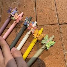 6pcs Floral Butterfly Party Cute Stationery Gifts, Butterfly Design Black Ballpoint Pens, Decorative Butterfly Pens, Party Favor Gift Set - Sets - View 5