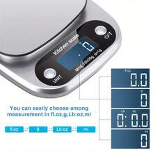 SOKANY 4-Unit Digital Kitchen Scale, Battery Powered (2 AAA Batteries), LCD Display, Convertible Units (G/Oz/Lb), Precise Measurement For Baking And Cooking - Essential Kitchen Accessory For Accurate Weighing - Silver - View 4