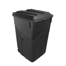 Spacious 45 Gallon Wheeled Heavy Duty Plastic Garbage Can With Attached Lid - Durable Home Garage Yard Outdoor Storage Solution - 1 - View 2