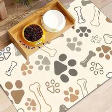 1pc Pet Paw Print Quick Dry Feeding Mat, Easy To Clean Pet Bowl Mat, Dog Cage Mat, Suitable For Pets All Seasons - Multicolor - View 12