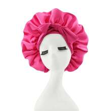 [Pink Satin Nightcap]A Soft And Luxurious Pink Satin Nightcap - Adjustable Strap And Bow Embellishment, Comfortable Ruffled Design Fits Snugly To The Head And Protects Hair | Satin Cap | Smooth Satin Texture, Suitable For Both Men And Women - Kiểu nơ - Xem 11