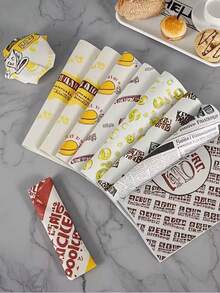 30cm X 30cm Disposable Hamburger Paper, Non-Coated Oil-Proof Paper For Mexican Chicken Wraps, Hamburgers - Multicolor - View 9