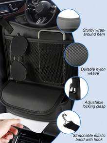 1Pc Car Seat Center Storage Organizer, Dual-Sided Leather-Look Hanging Bag, Child Safety Barrier, Adjustable Straps Fit Most Cars - Microfiber Leather Gap Plug - View 10
