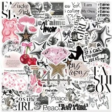 50 st. silverfärgade lyckotecknade vinylklistermärken, lämpliga för vattenflaskor, bärbara datorer, telefoner, skateboards, gitarrer, bagage, klippböcker, hjälmar, festdekorationer och presenter - Multifärgad - Visa 1