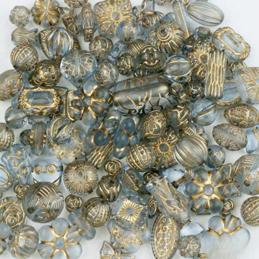 ビーズ ミックス 60g入 アンティーク 手芸 アクセサリー パーツ アクリルビーズ ハンドメイド ( クリアブルー) ND- 0341- R06- CB - クリアブルー - チェックする 1