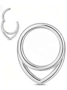 1pc 316L Stainless Steel V-Shaped Melon Seed Curved Nose Septum Ear Cartilage Hoop Piercing Jewelry For Men And Women - Multicolor - View 9