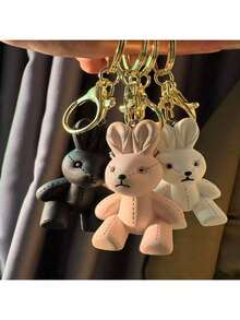 2个可爱小熊和小兔子树脂钥匙扣吊坠，送给朋友、女朋友、情侣的礼物，适合情人节、派对、生日等场合。 - 2pcs - 查看 1