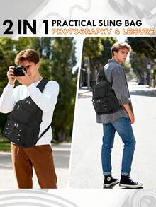 NEWHEY Camera Bag, DSLR/SLR/Mirrorless Cameras Case Small Waterproof Camera Sling Bag Crossbody Bags For Photographers With Tripod Holder Compatible With Canon/Nikon/ - Multicolor - View 6